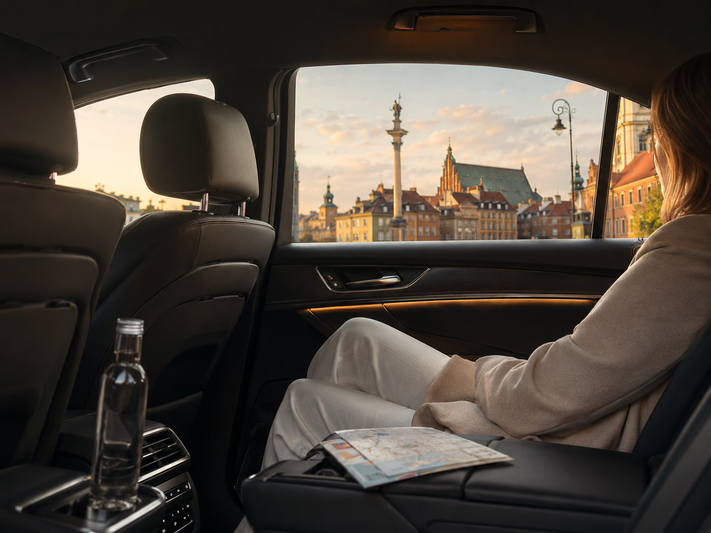 Relaxed private sightseeing from a premium car in Warsaw